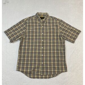 Timberland Short Sleeve Button Down Shirt Mens Large Brown Plaid Street Wear